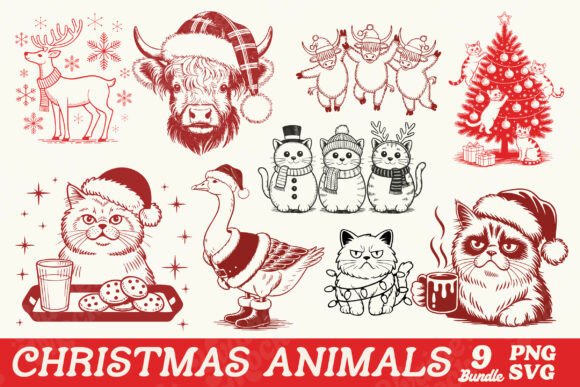 A Christmas Animals Graphic Bundle for Playful Branding