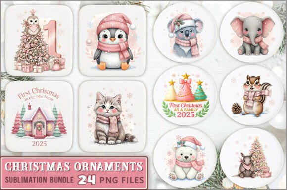 A Pink Christmas Ornaments Bundle for Crafters & Designers