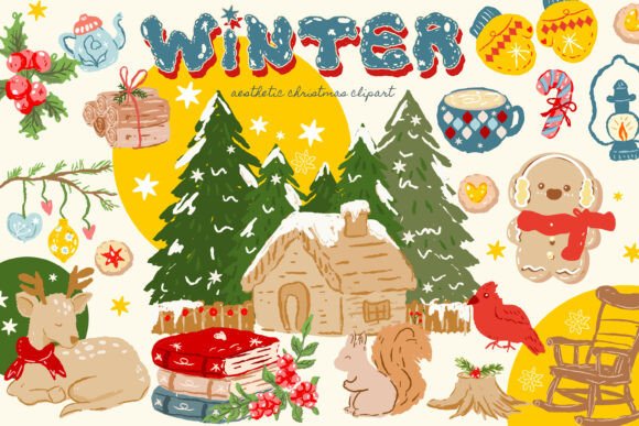 Aesthetic Vintage Christmas Woods Graphics for Brands