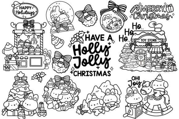 Animals Character Christmas Coloring: Festive Graphics for Creative Projects