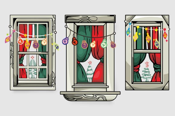 Charming Christmas Window Scene Lanterns