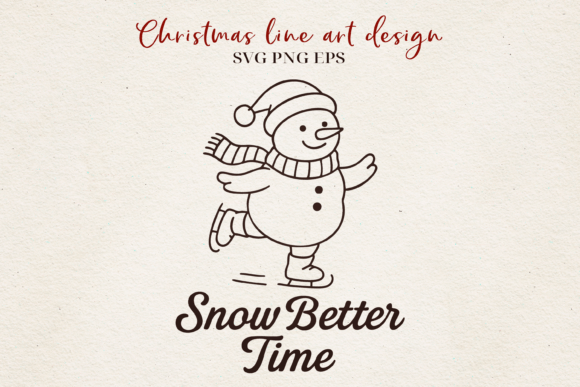 Charming Funny Snowman Christmas Line Art for Graphics