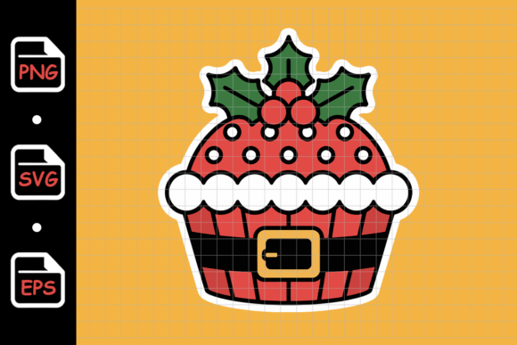 Christmas Cupcake with Santa Suit: A Festive Graphic Design