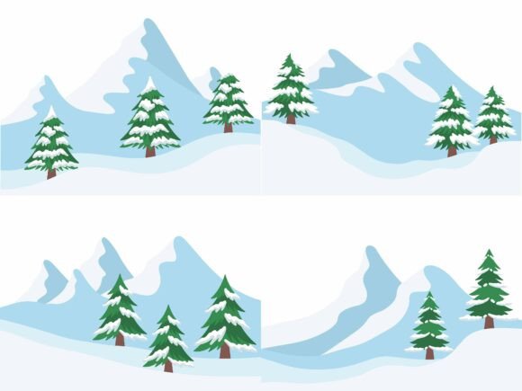 Christmas Snowy Tree and Mountain: A Versatile Graphics Asset