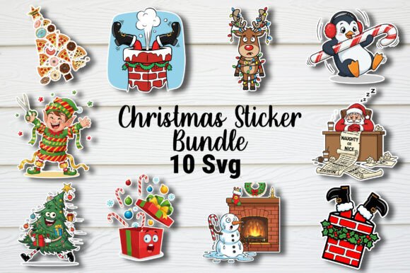 🎄 Festive Fun: Christmas Sticker SVG Bundle for Graphics & Illustrations
