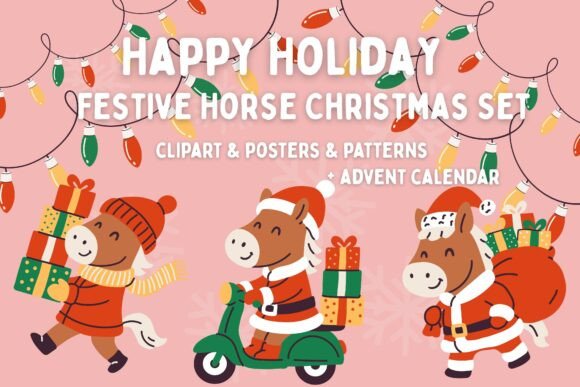 Festive Horse Christmas Set: A Charming Holiday Embroidery
