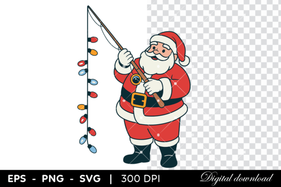 Santa Fishing with Christmas Lights: A Unique Graphics Illustration